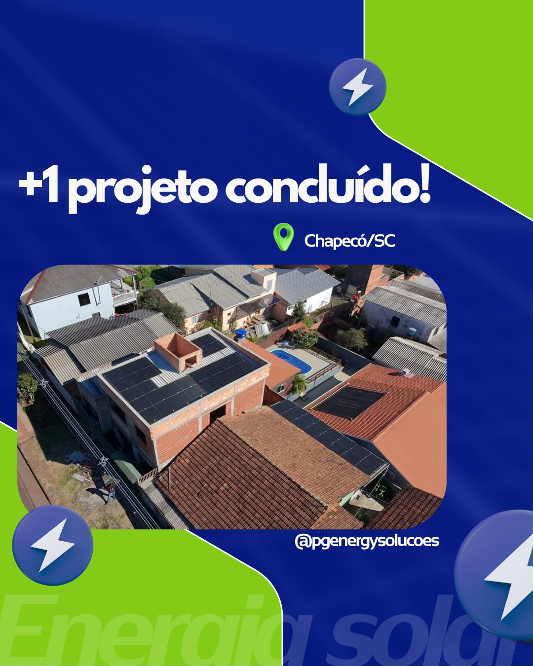Instalação solar de 13,4 kWp (22 módulos de 610W) em Chapecó/SC — PG Energy